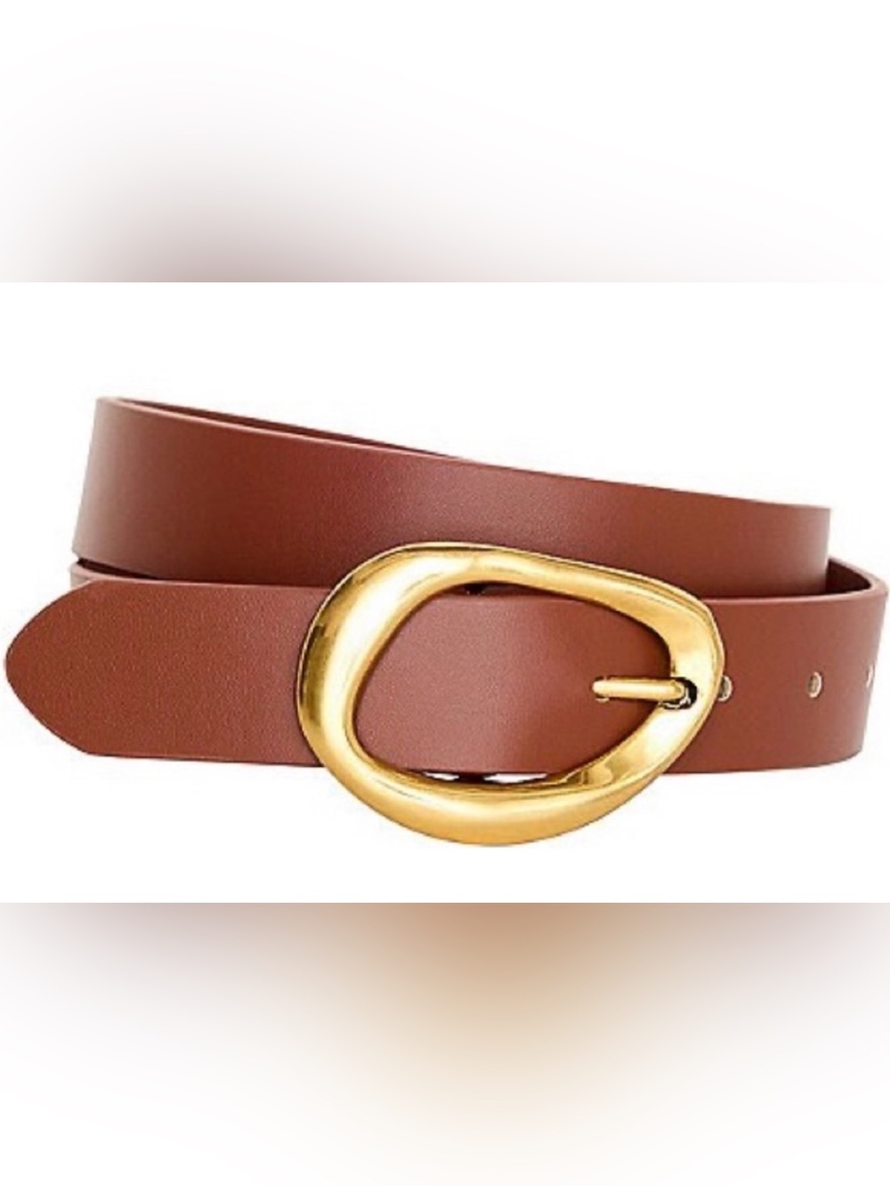 Good American Brown Belt with Gold Irregular Oval Buckle